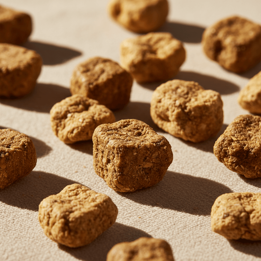 Organic additive-free dry pet snacks close-up