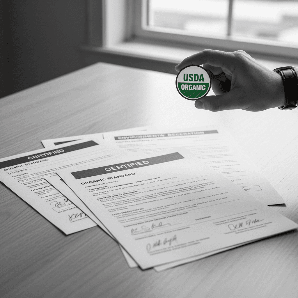 Organic certification and compliance documentation
